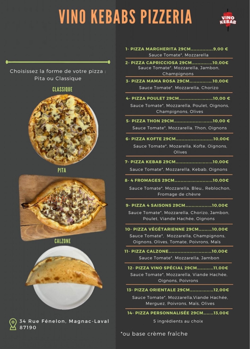 Vino Kebab — carte page 1