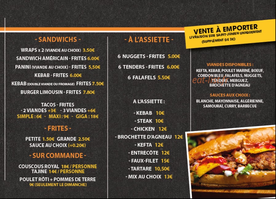 1001 Sandwichs — carte page 1