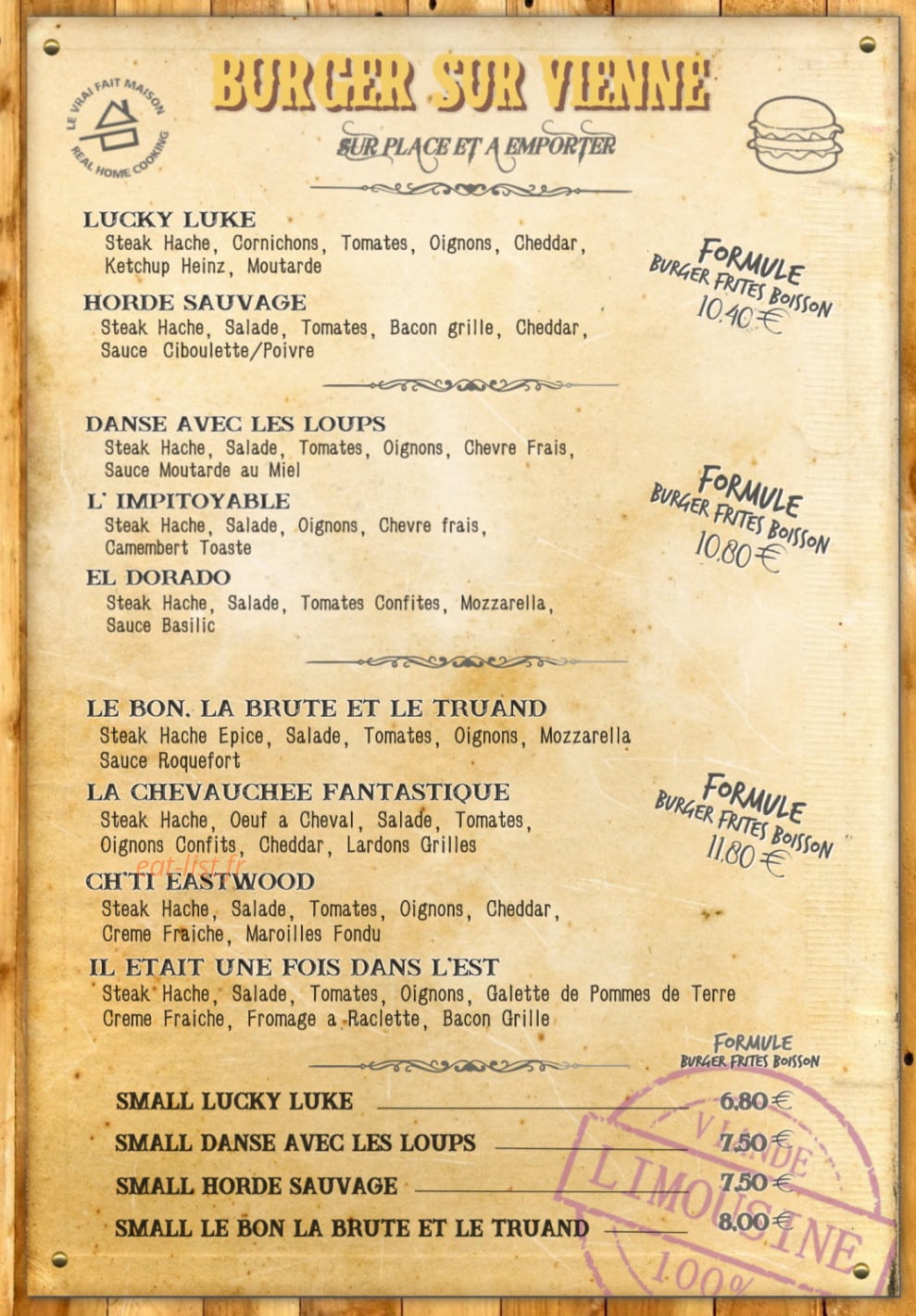 Burger Sur Vienne — carte page 1