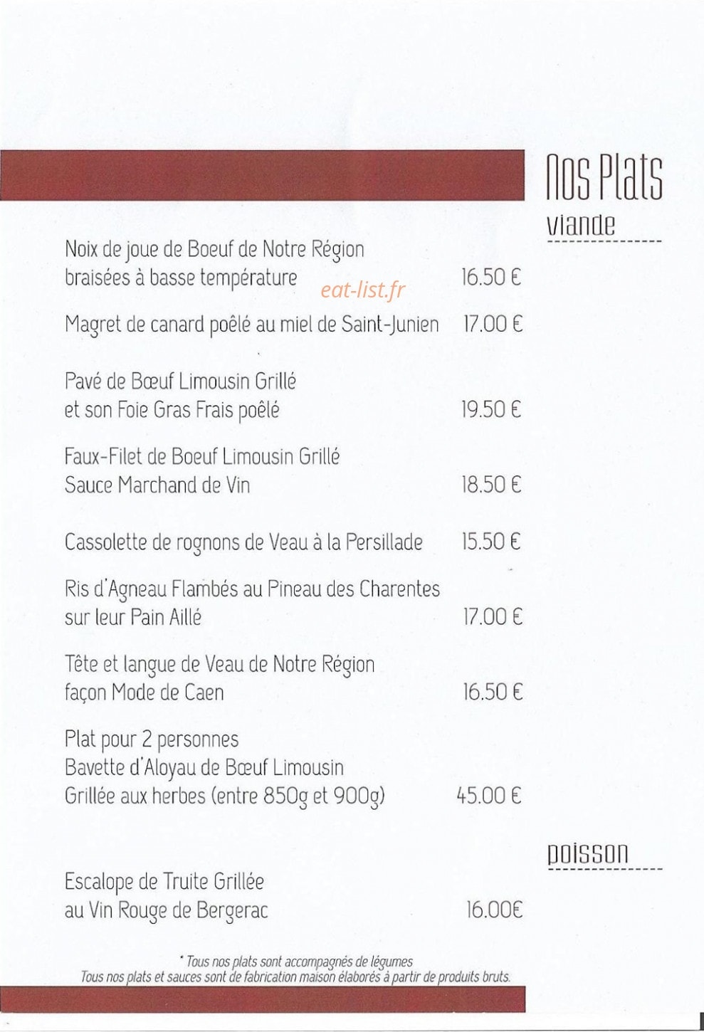 La Table du Gantier — carte page 2