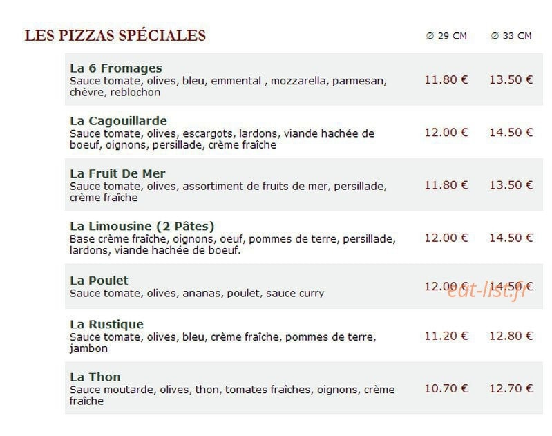 Le Kiosque à Pizzas — carte page 2