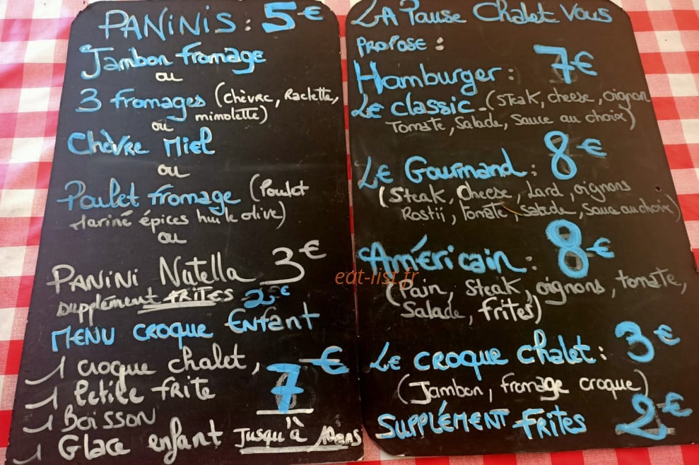 La pause chalet — carte page 2