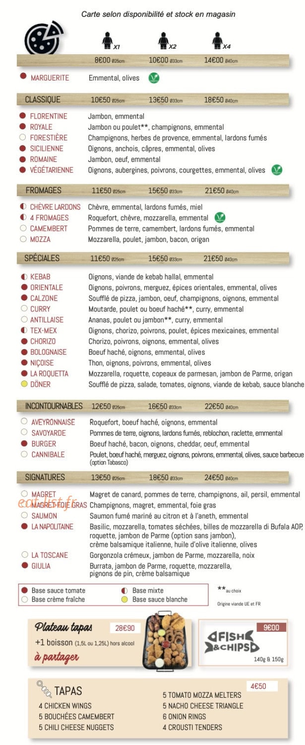 Pizza Bonici — carte page 1