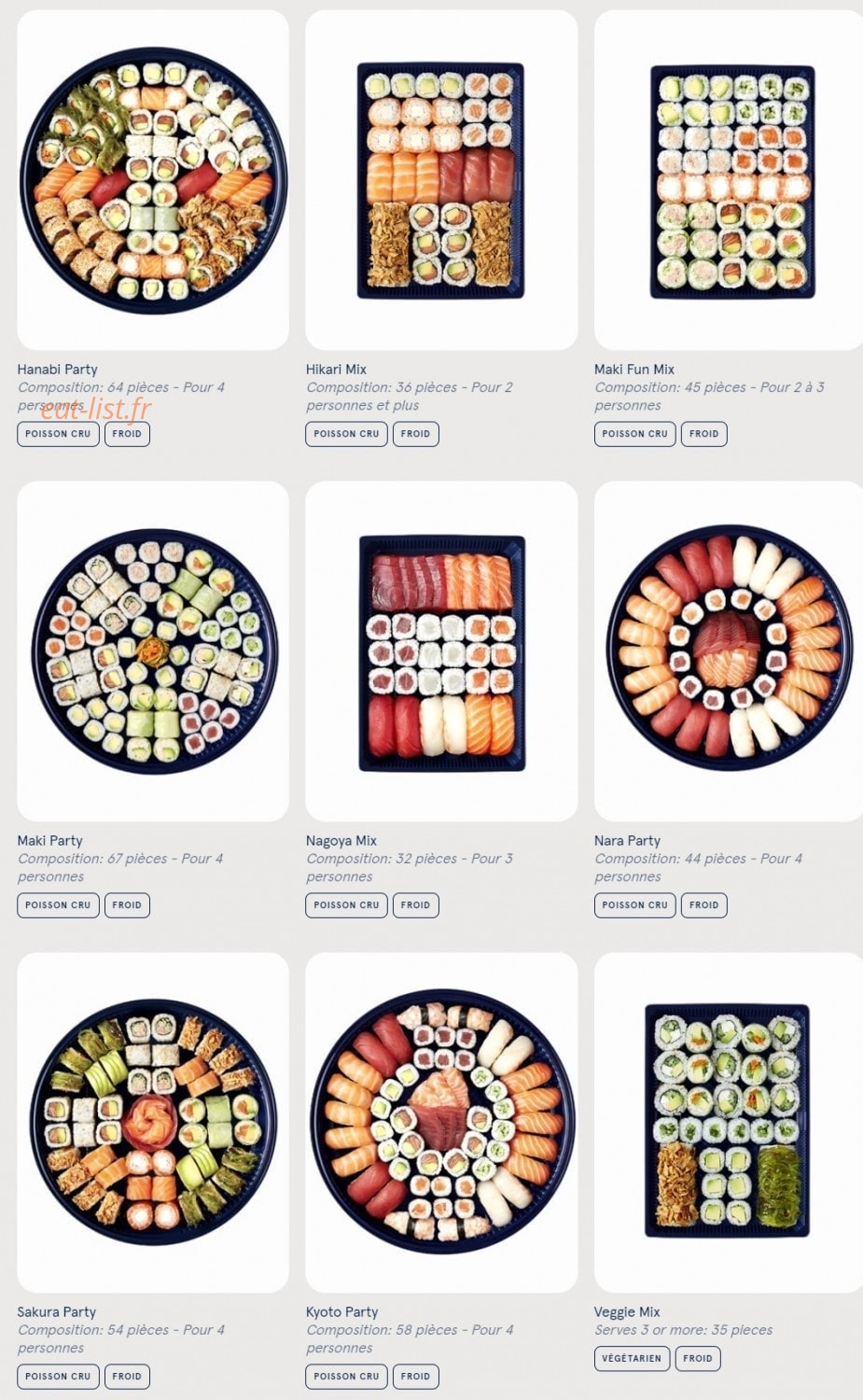 Carte et menu de Sushi Daily à Boisseuil — Plateaux suite