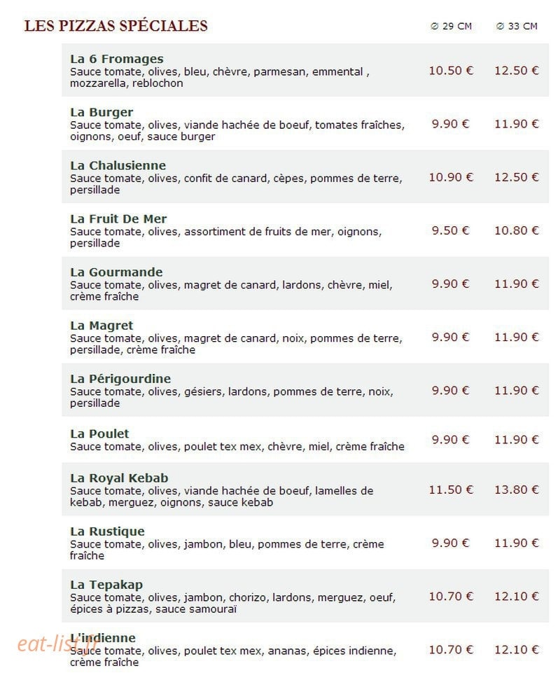 Le Kiosque à Pizzas — carte page 3