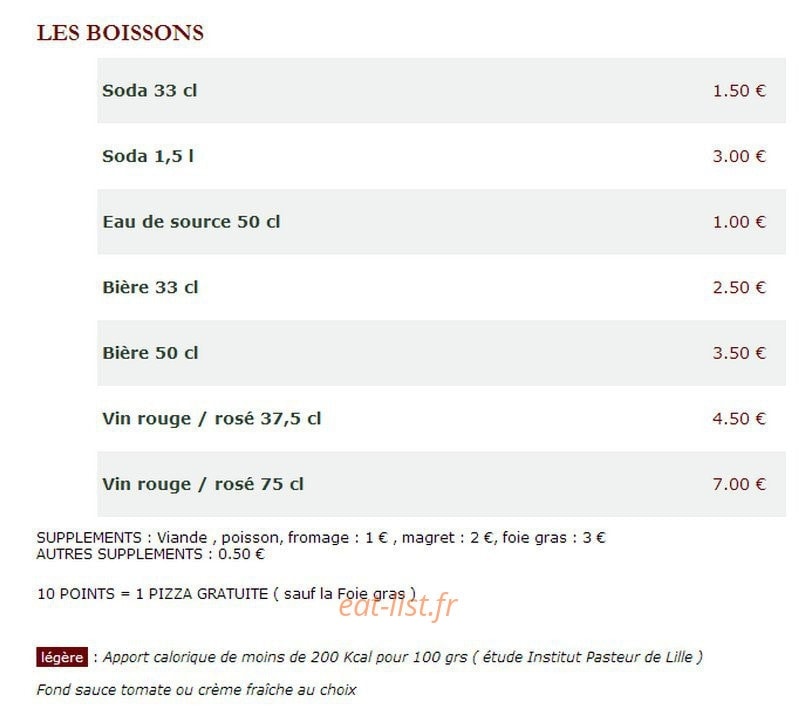 Le Kiosque à Pizzas — carte page 5