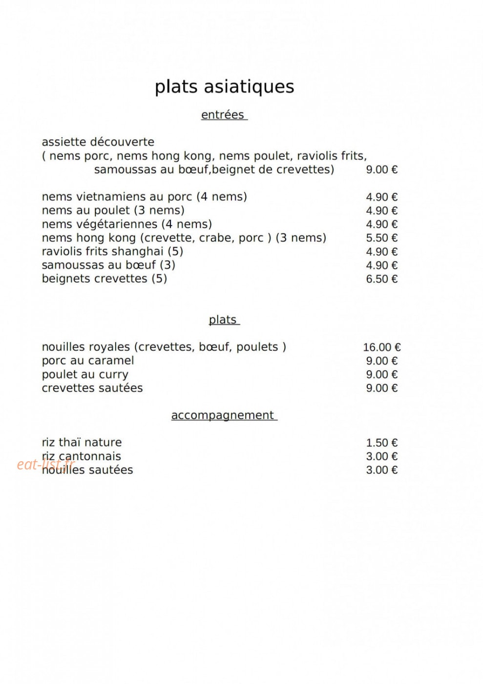 Partage Des Saveurs — carte page 1