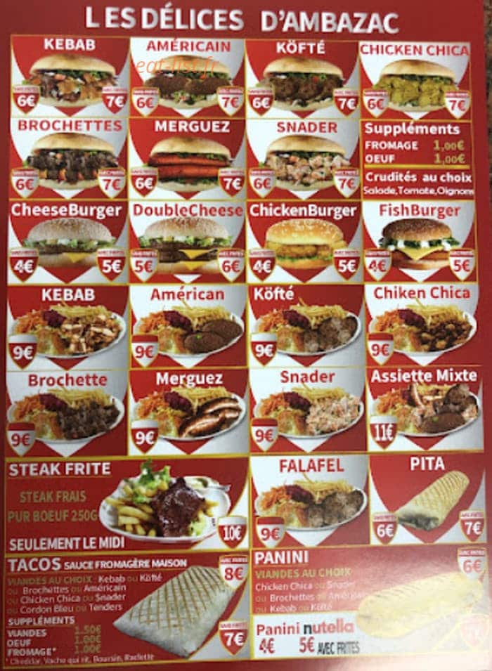 Les Délices d'Ambazac — carte page 1