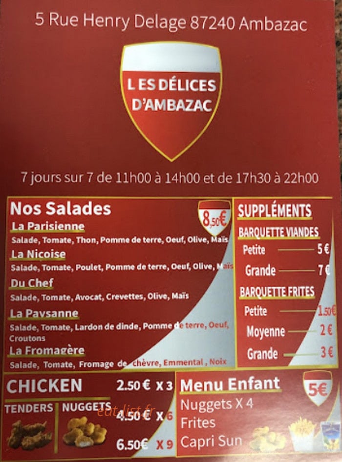 Les Délices d'Ambazac — carte page 2