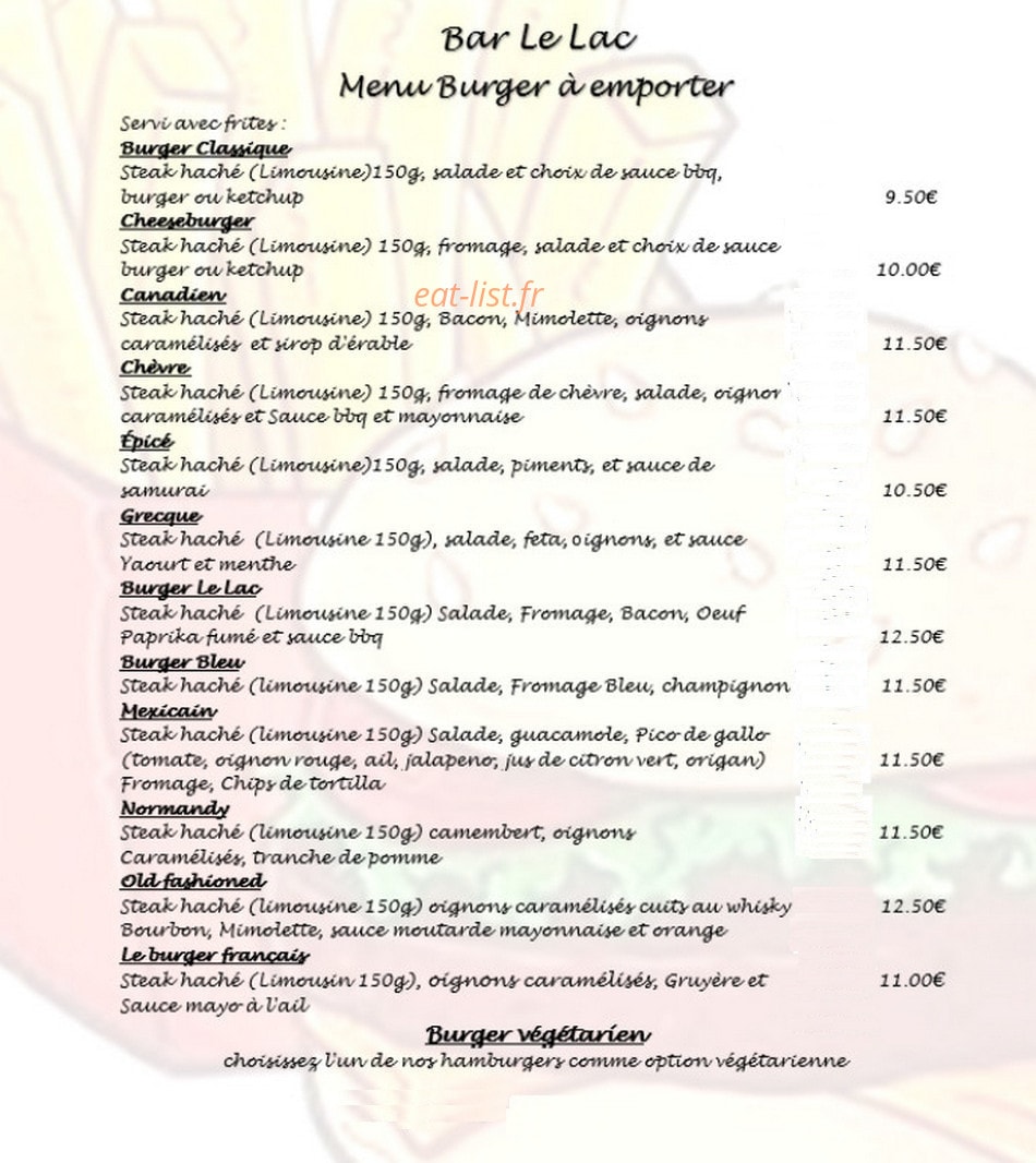 Bar Le Lac — carte page 4