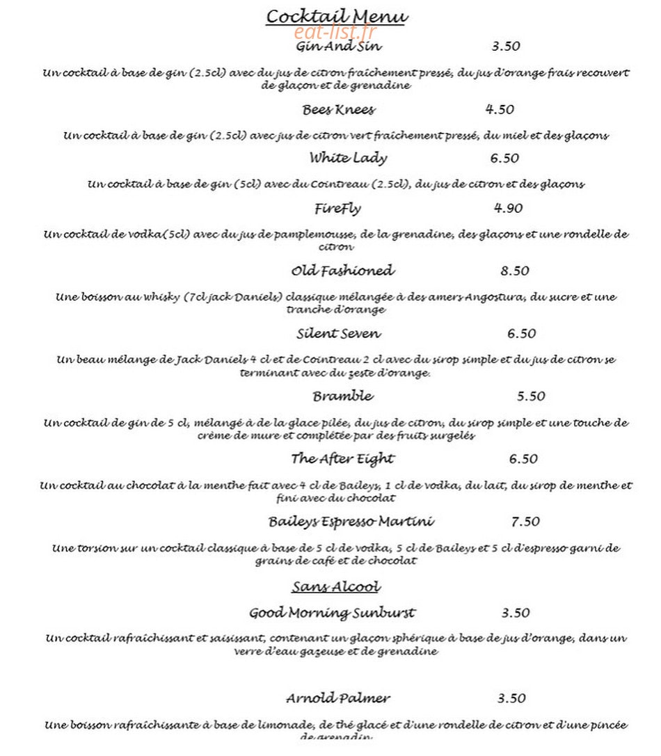 Bar Le Lac — carte page 6
