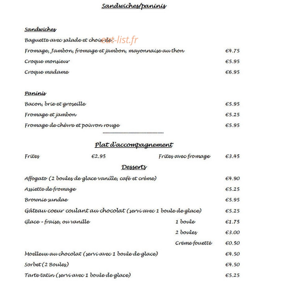 Bar Le Lac — carte page 3