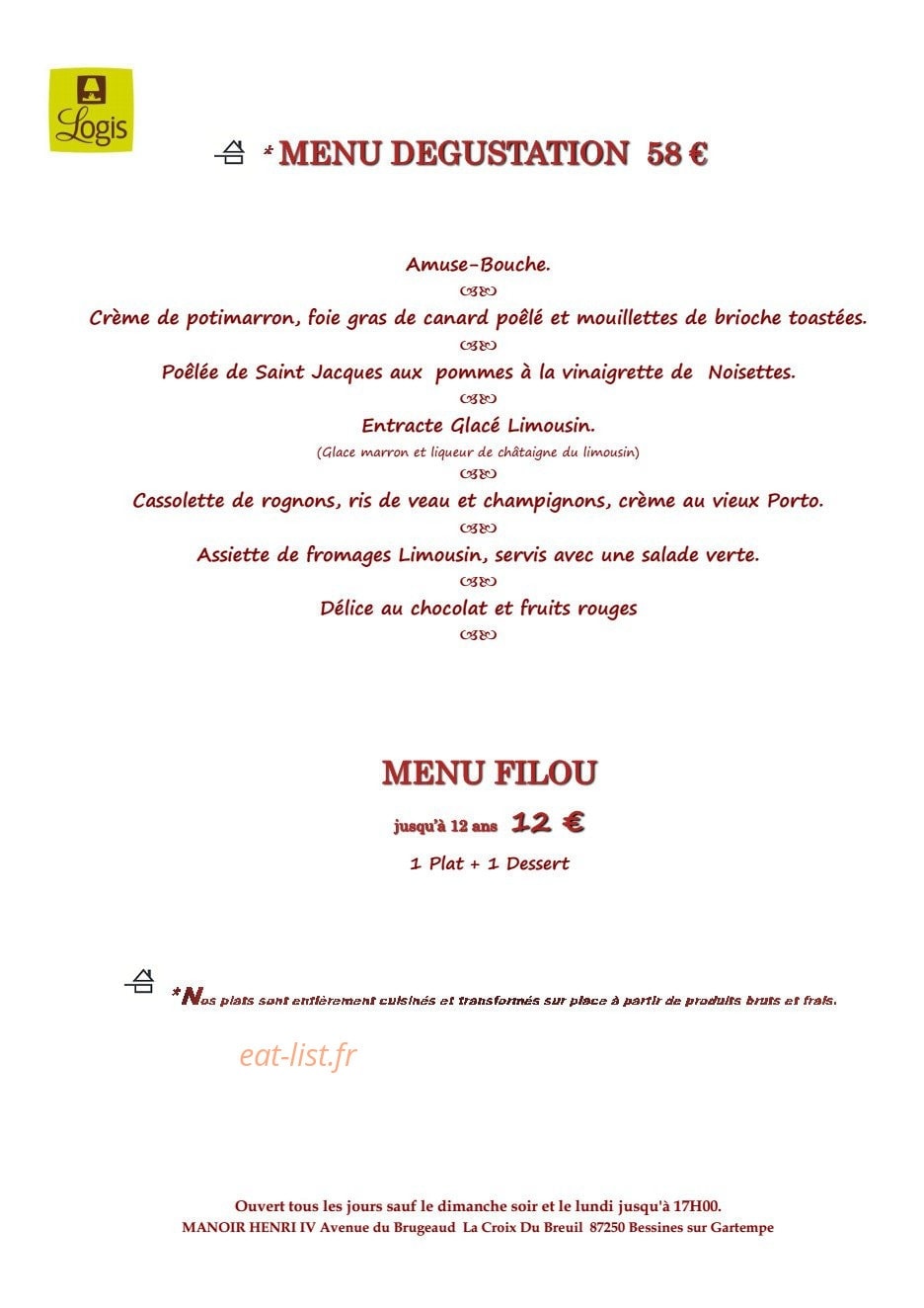Manoir Henri IV — carte page 2