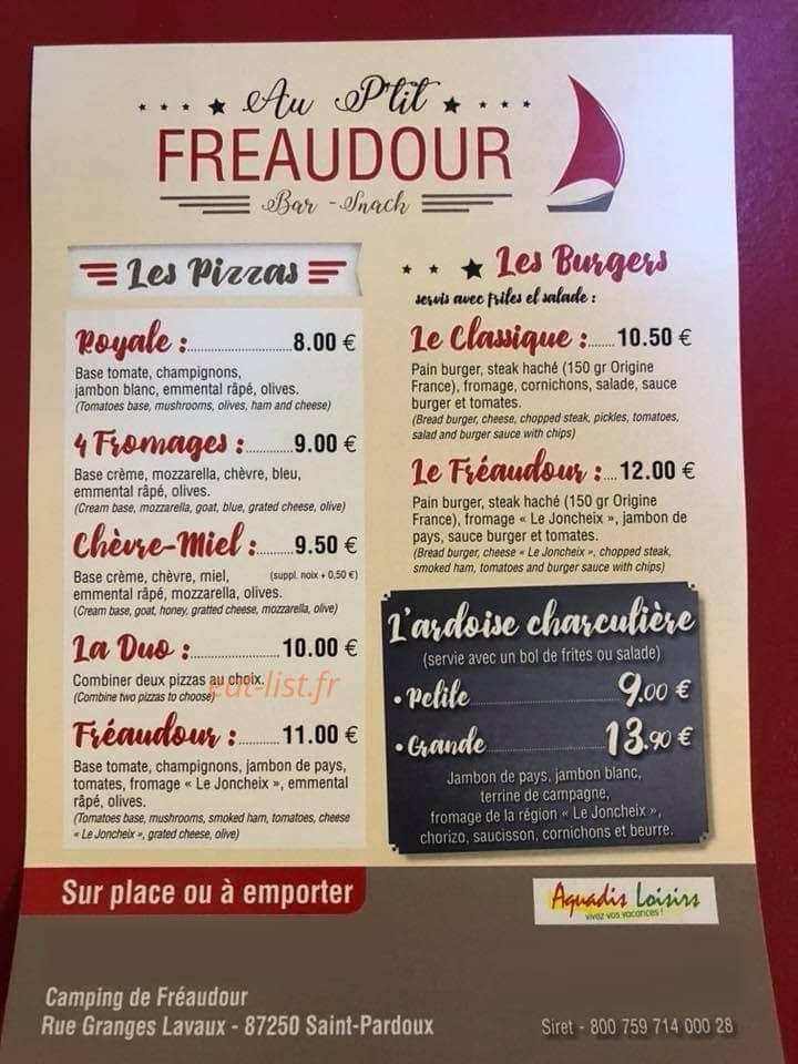 Au p’tit Fréaudour — carte page 2