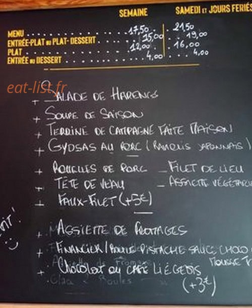 Carte et menu de Bistrot Saint Jean à Saint Jean Ligoure — L'ardoise