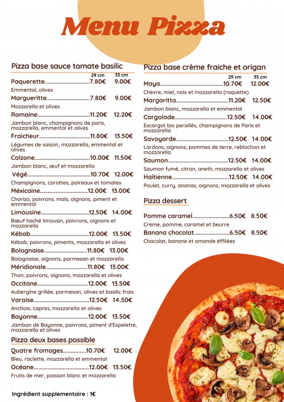 Au Coin des Saveurs — carte page 1