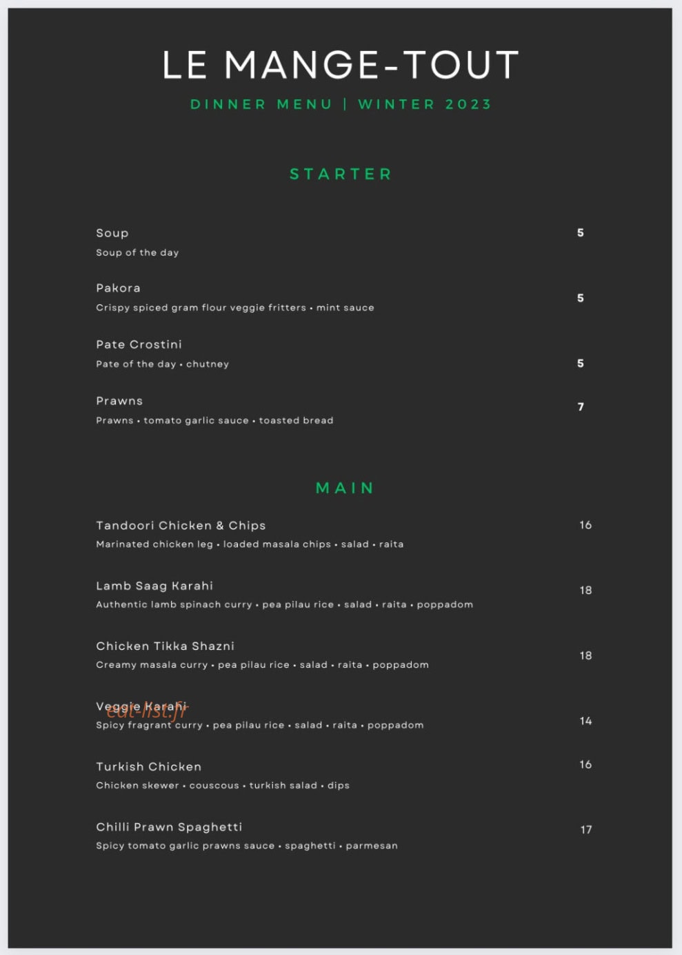 Le Mange-Tout — carte page 1