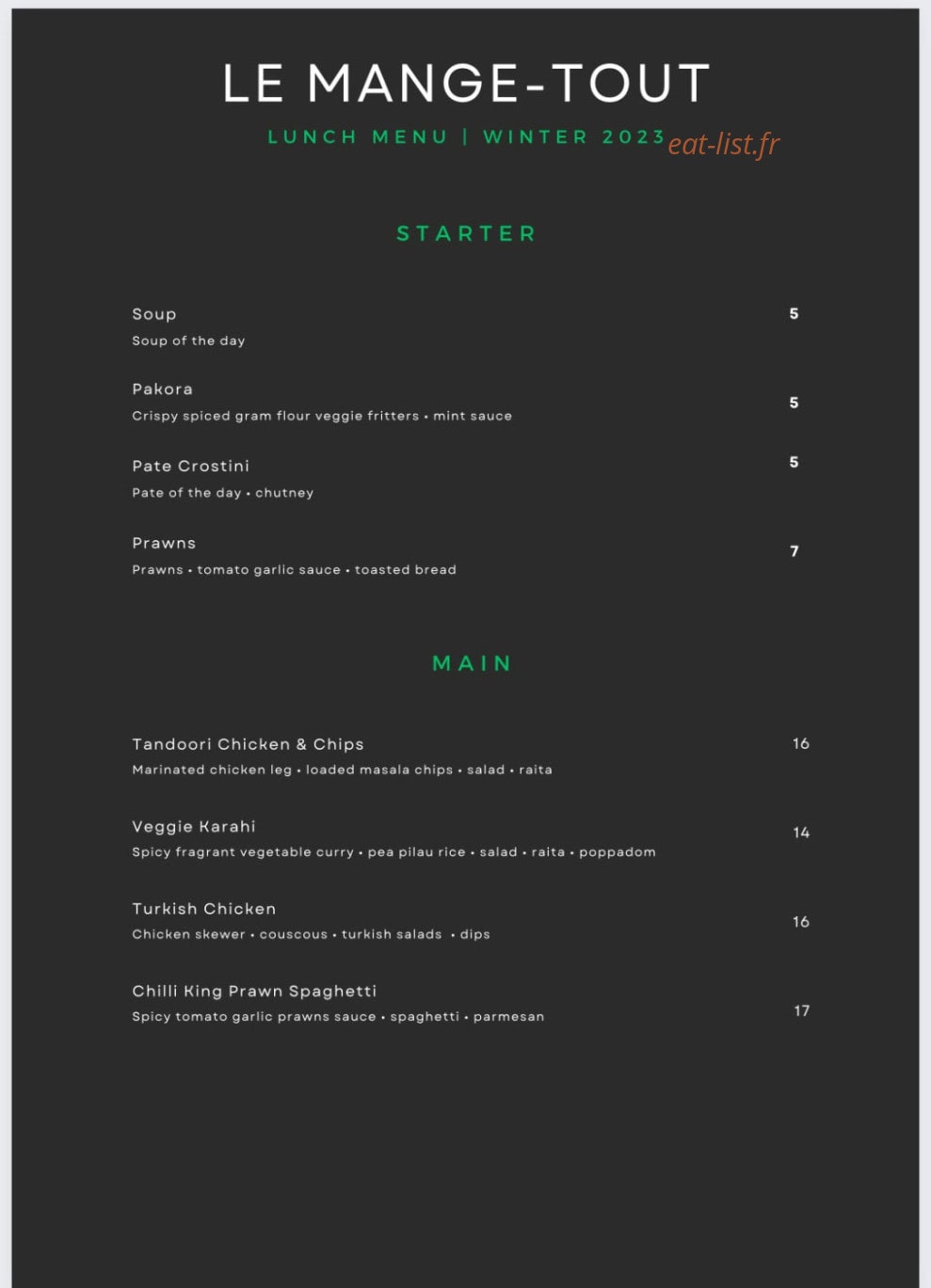 Le Mange-Tout — carte page 2
