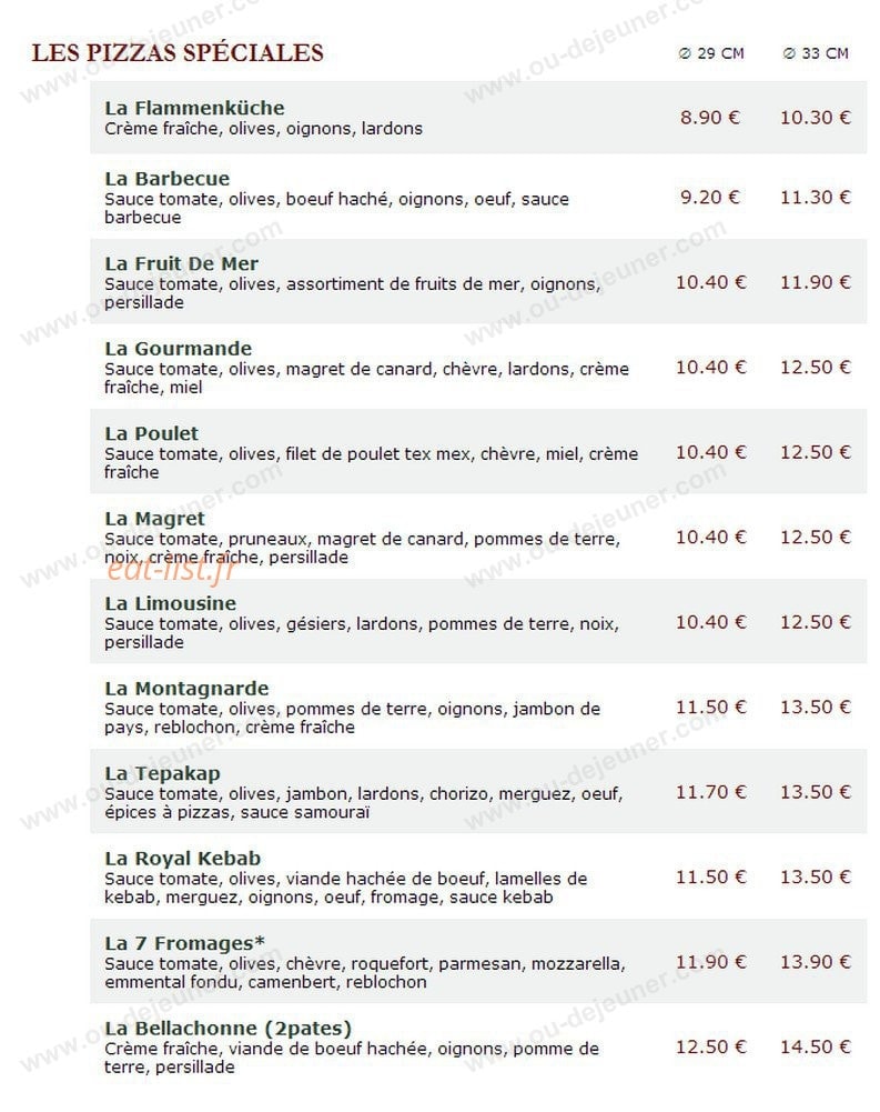 Le Kiosque à Pizzas — carte page 3