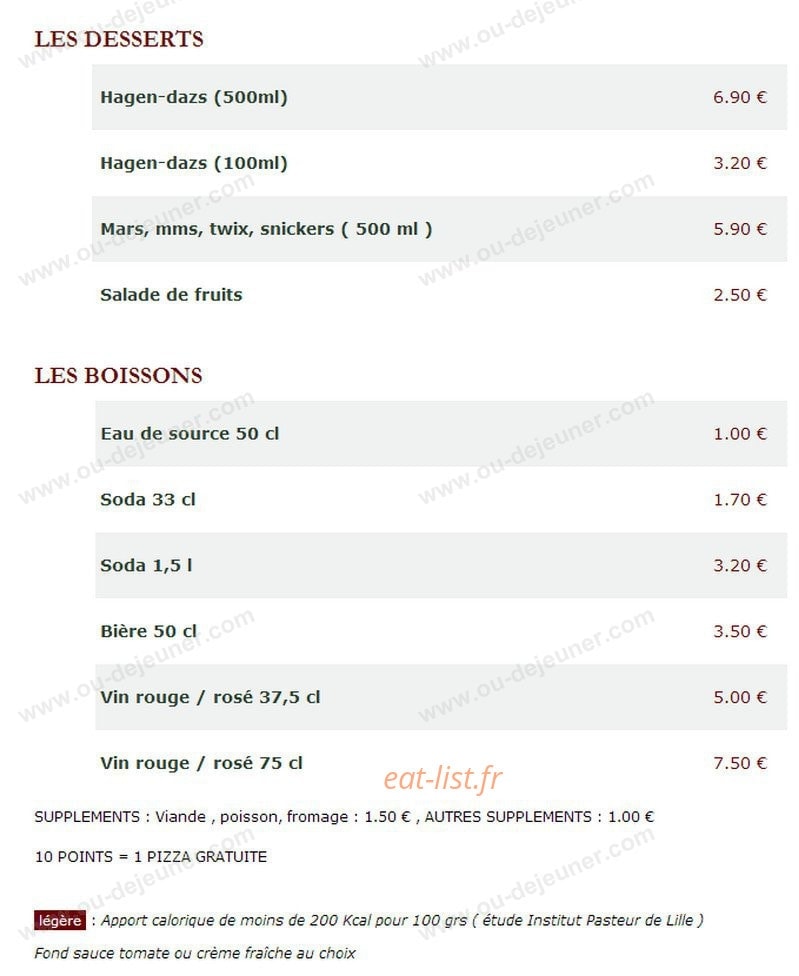 Le Kiosque à Pizzas — carte page 5