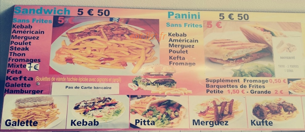 Matine Kebab — carte page 1
