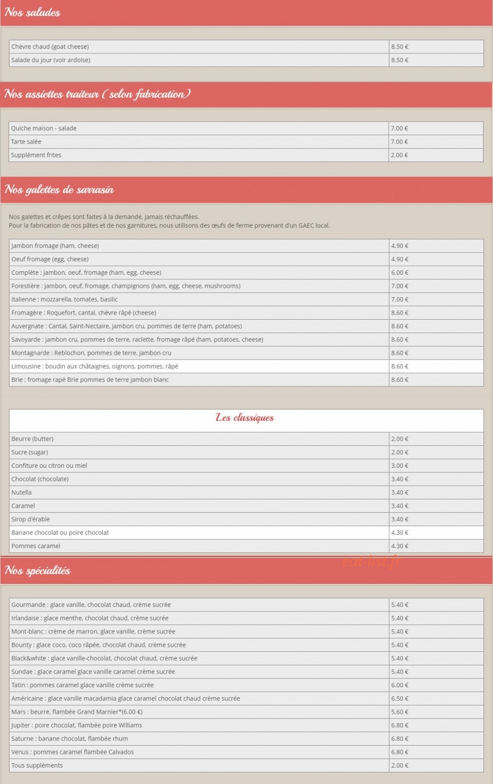 Ô Bell Accueil — carte page 2