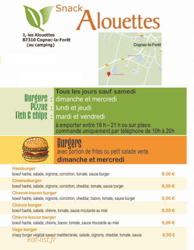 Snack Alouettes — carte page 1