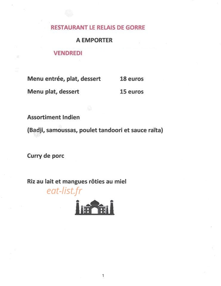 Le relais de Gorre — carte page 1
