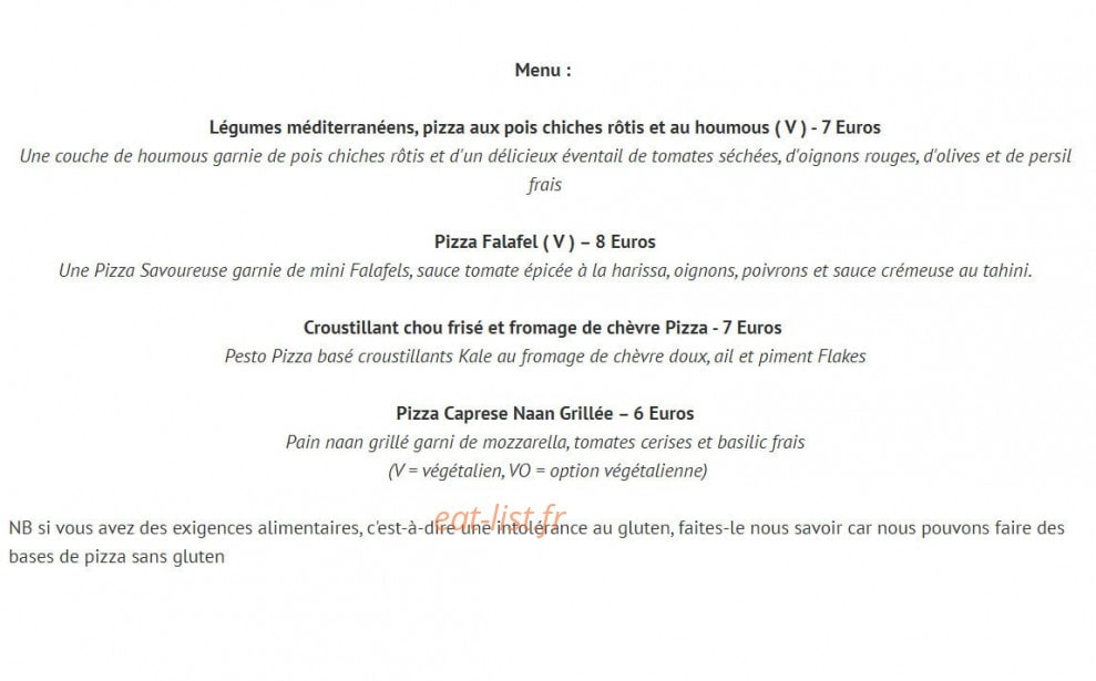 The hidden veggie bistro — carte page 2