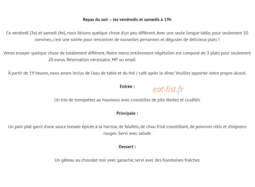 The hidden veggie bistro — carte page 1