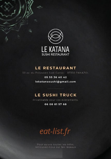 Le katana sushi — carte page 1