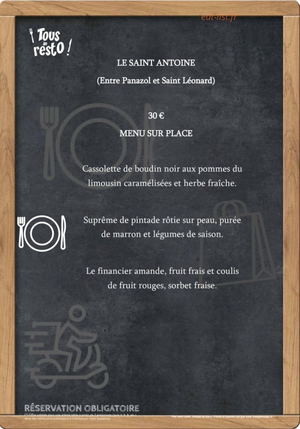 Le Saint Antoine — carte page 1