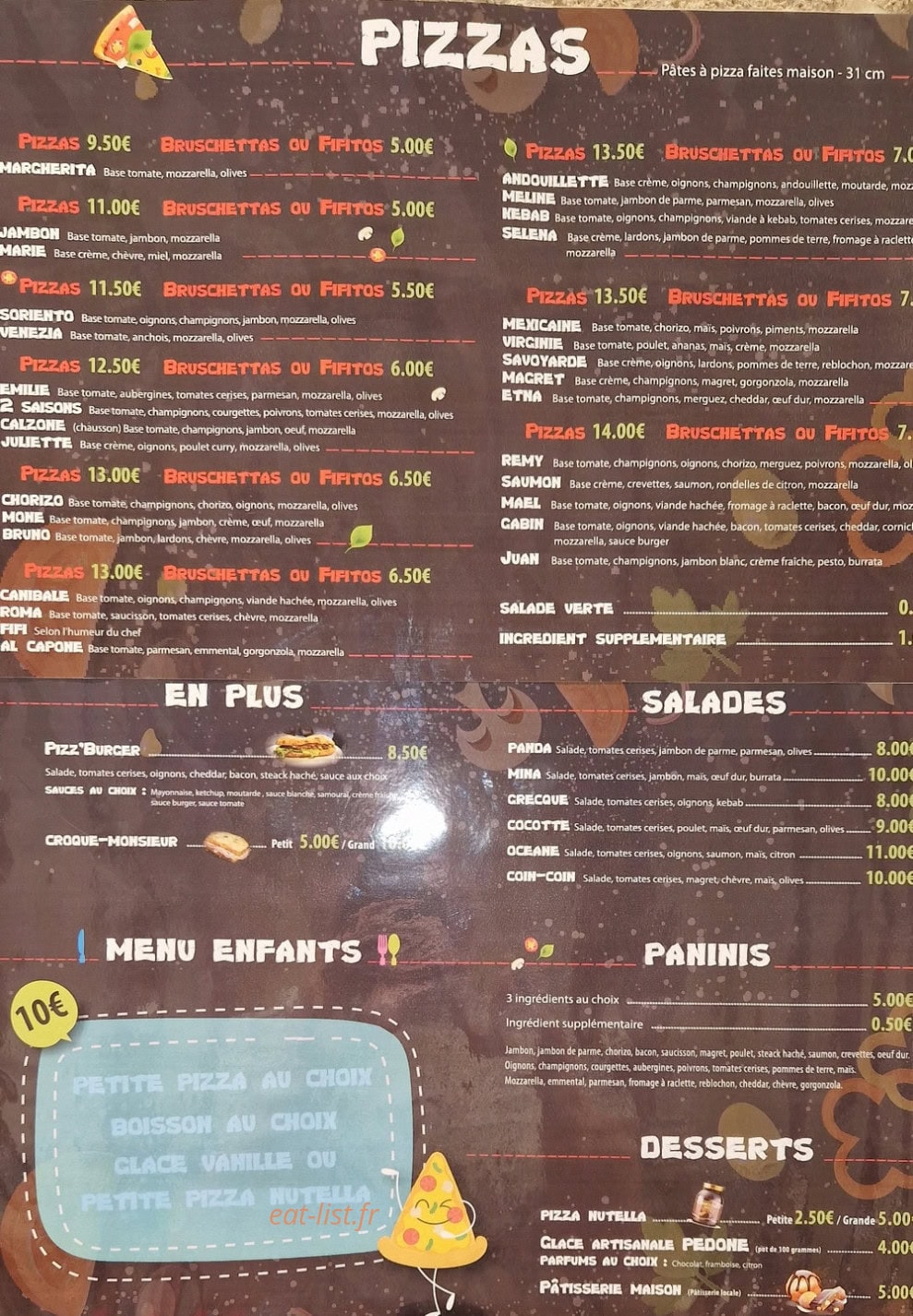 Pizza Fifi — carte page 1