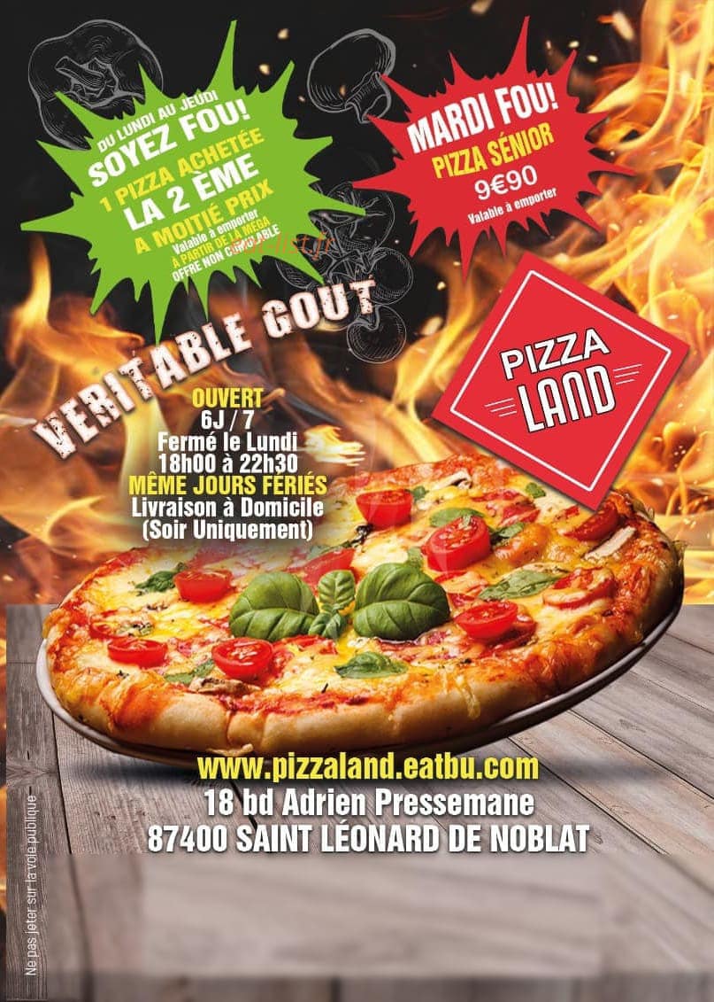 Pizza Land — carte page 1