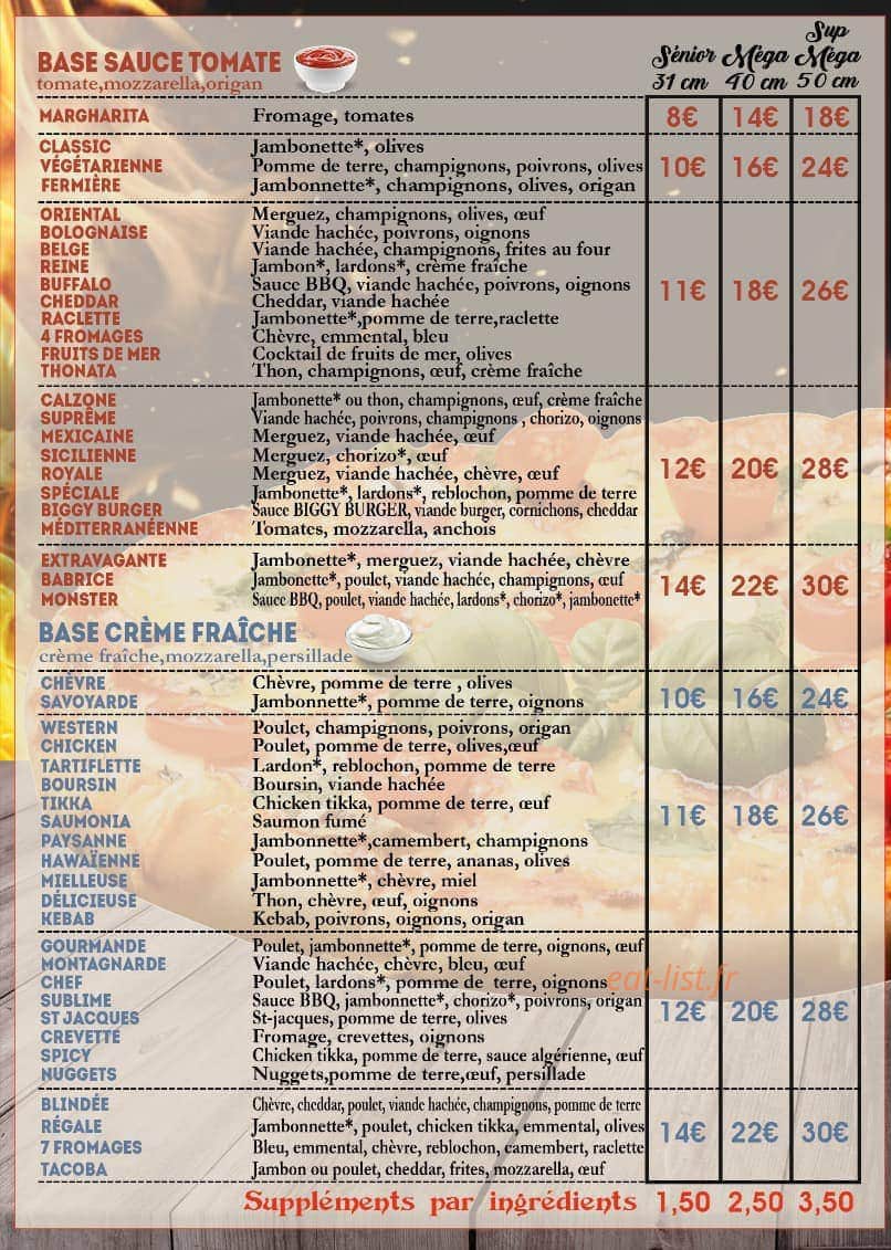 Pizza Land — carte page 2