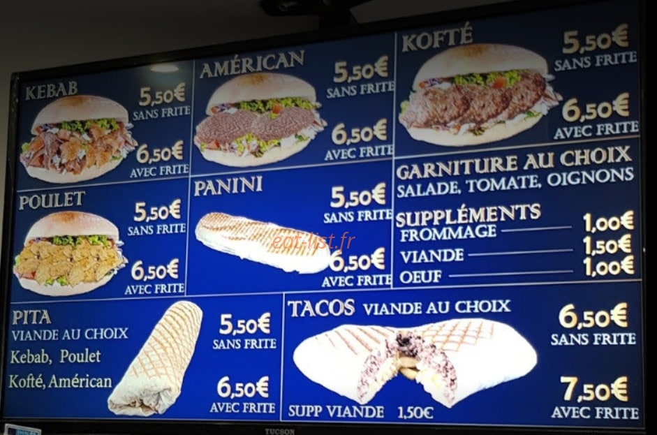 Mir Kebab — carte page 1