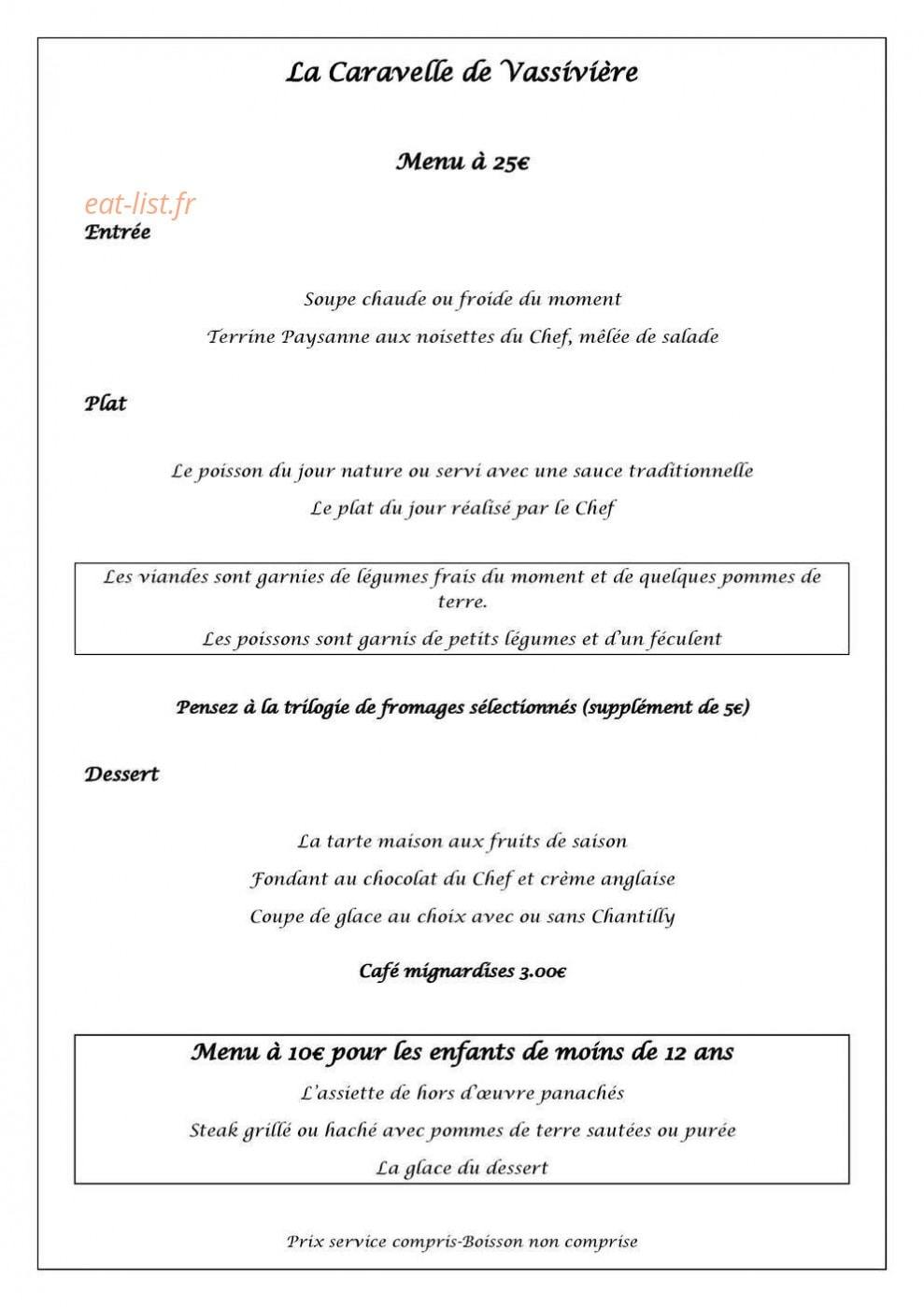 La Caravelle — carte page 1