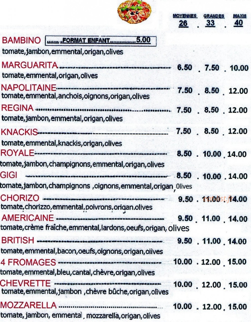 Pizza Gigi — carte page 2
