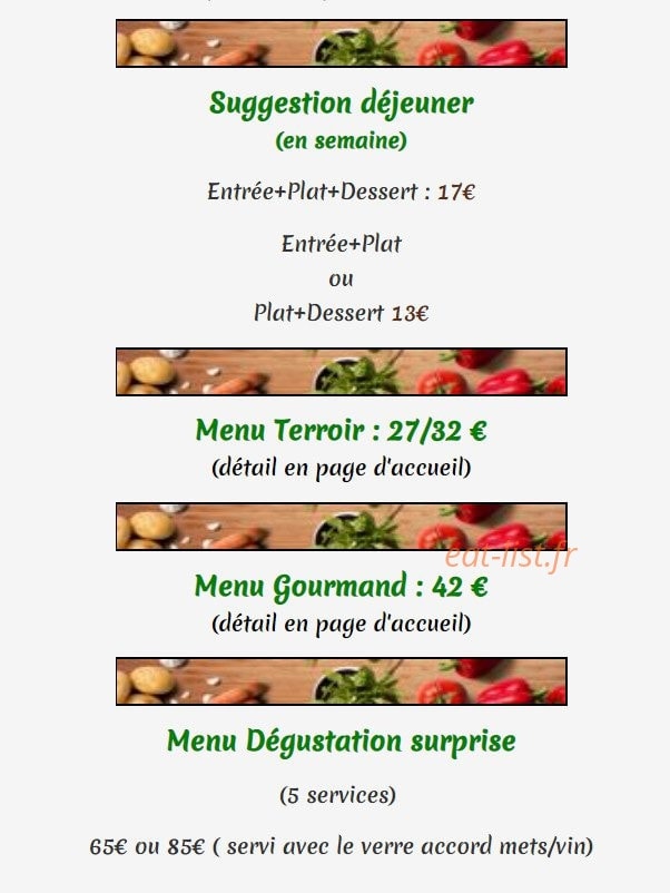 Auberge La Source — carte page 1