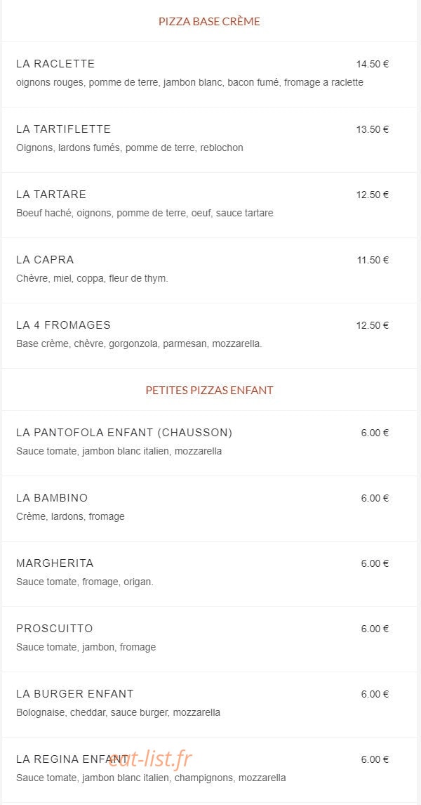 La Pantofola — carte page 2