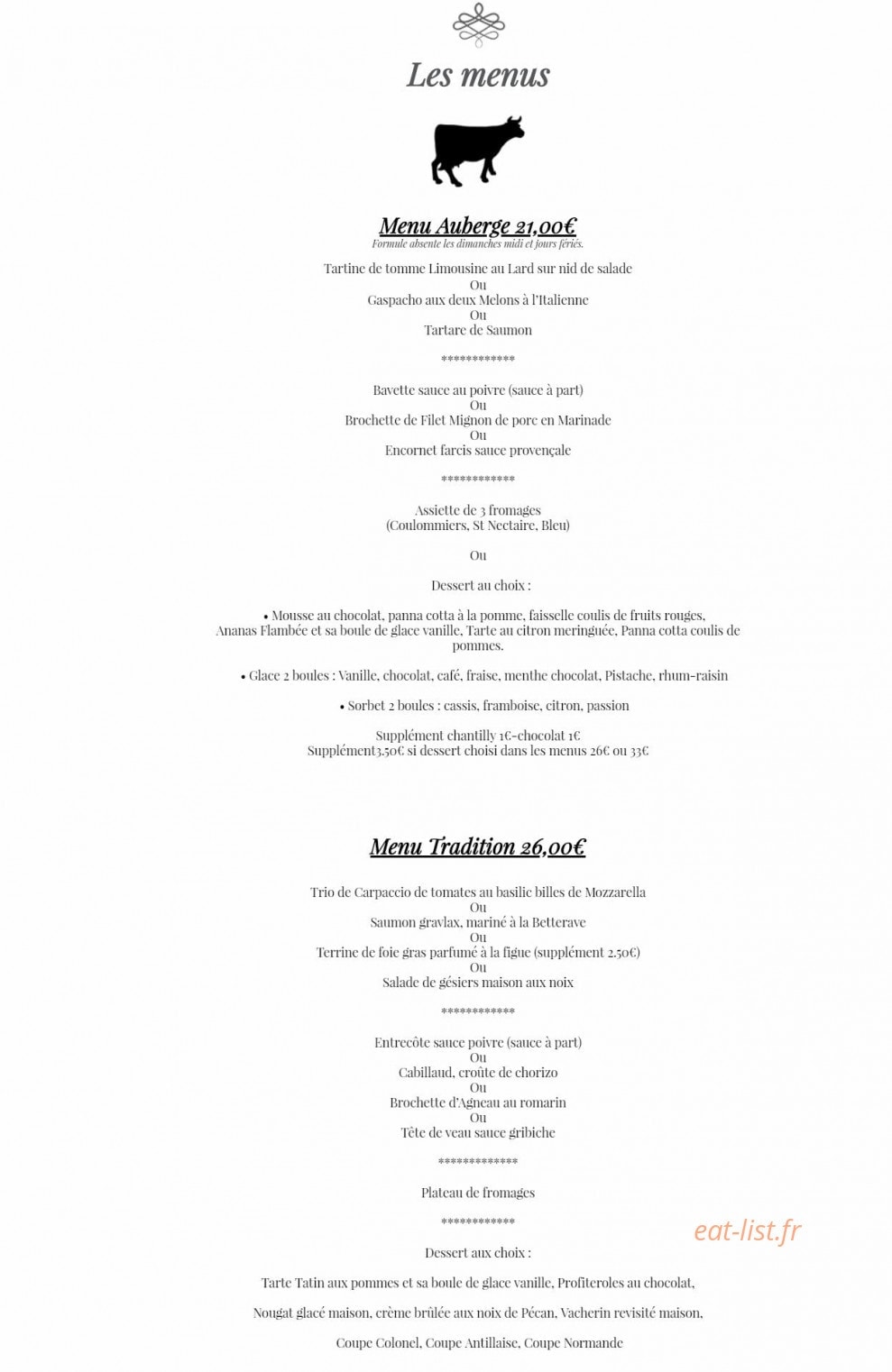 Auberge de Veyrac — carte page 4