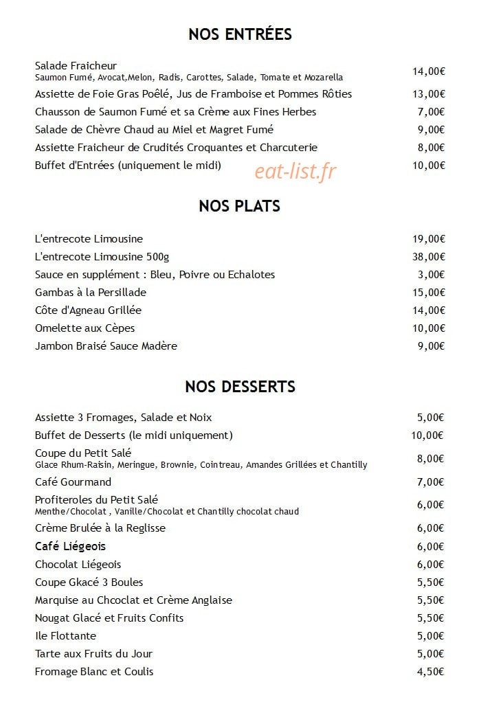 Le petit salé — carte page 1