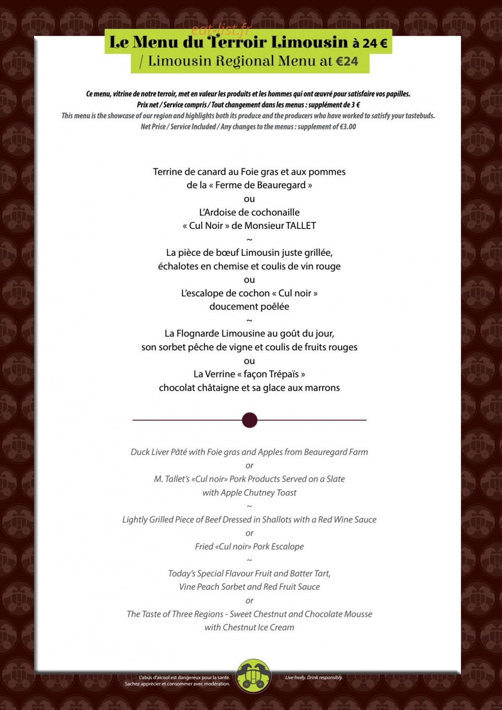 Hôtel de France — carte page 7