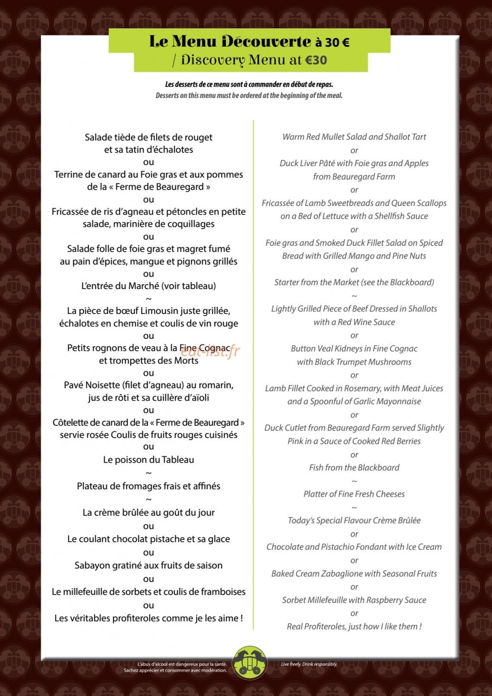 Hôtel de France — carte page 8