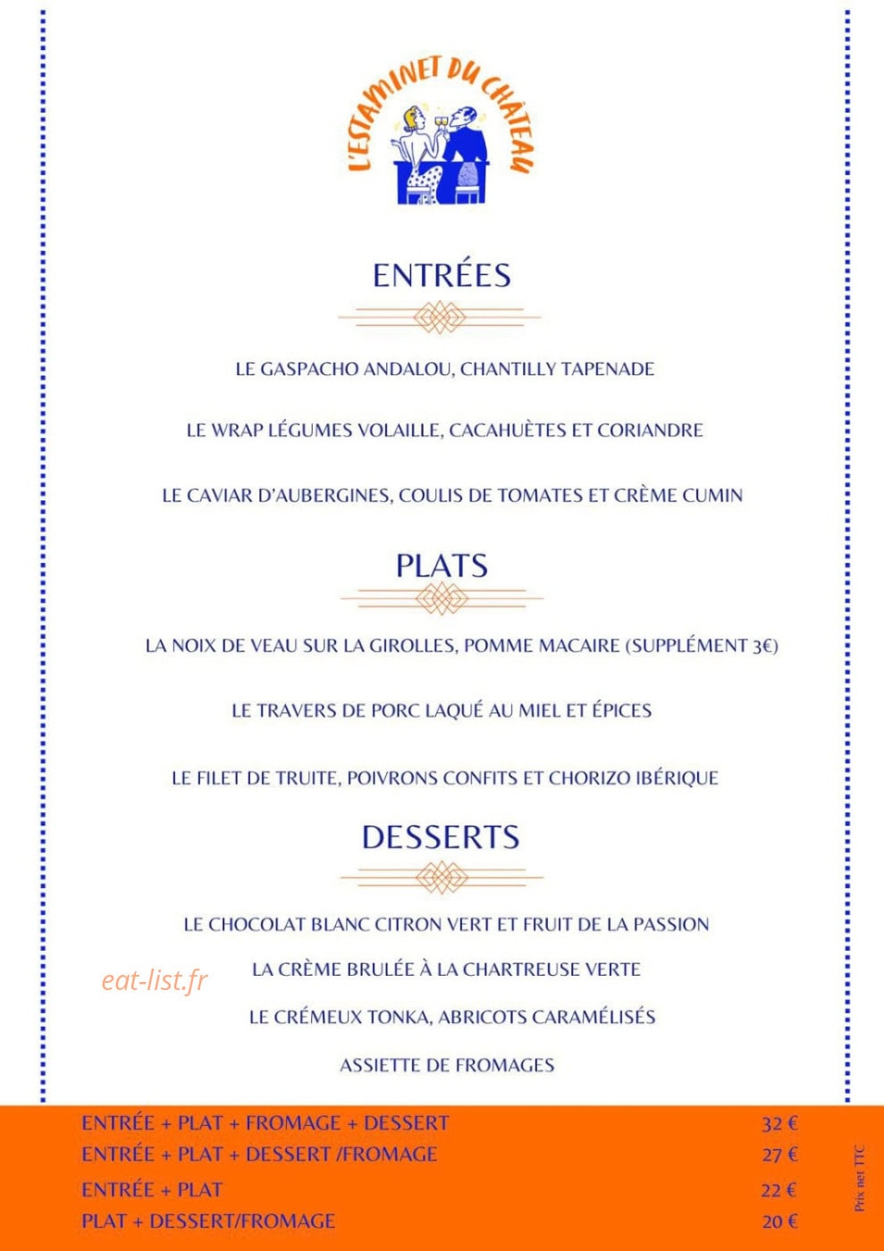 L'estaminet du château — carte page 1