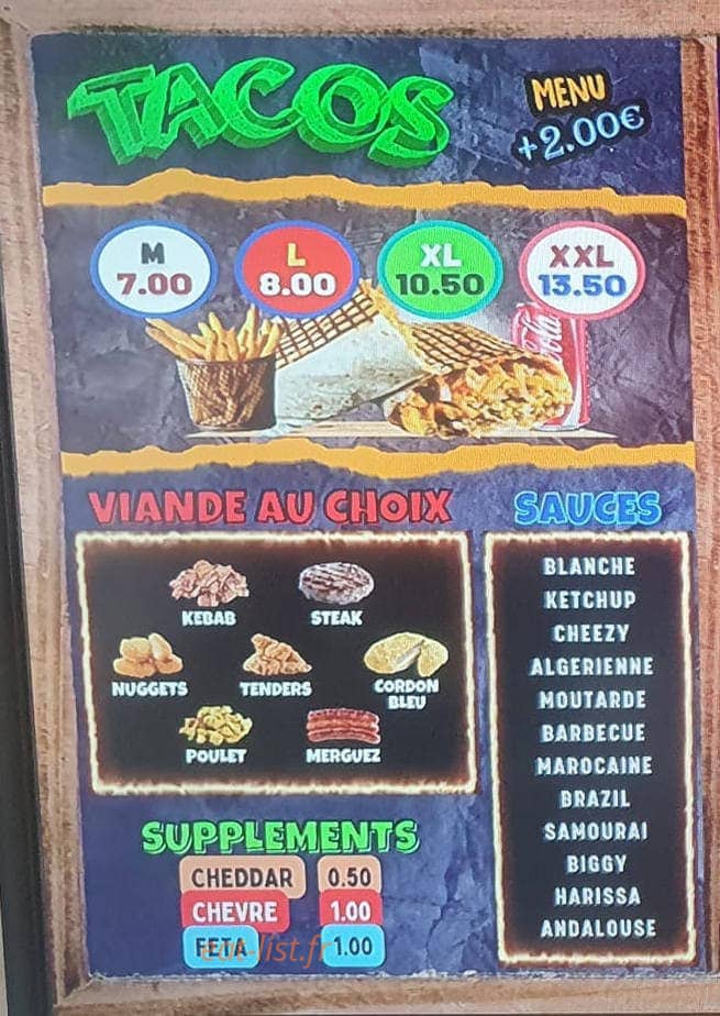 Dounia Kebab — carte page 1