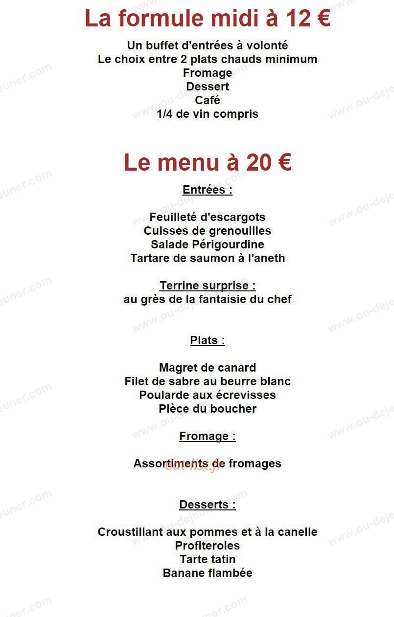 Le restaurant de la diligence — carte page 1