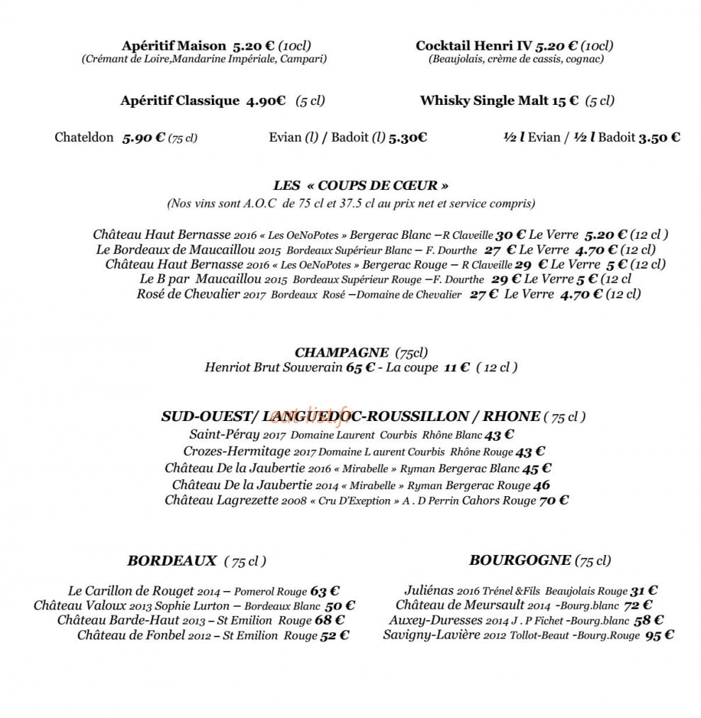 La Table du Moulin — carte page 2