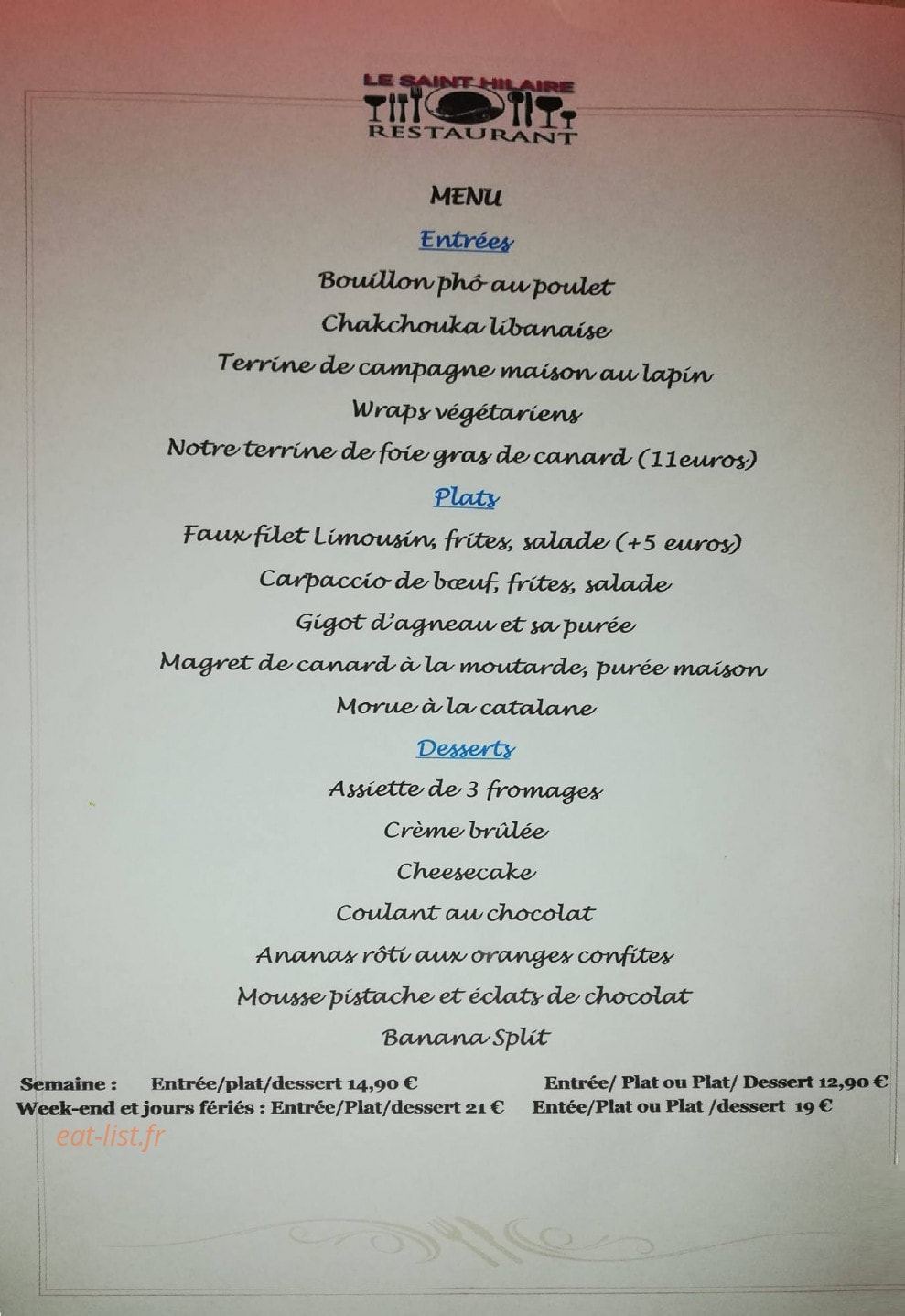 Le Saint Hilaire — carte page 1