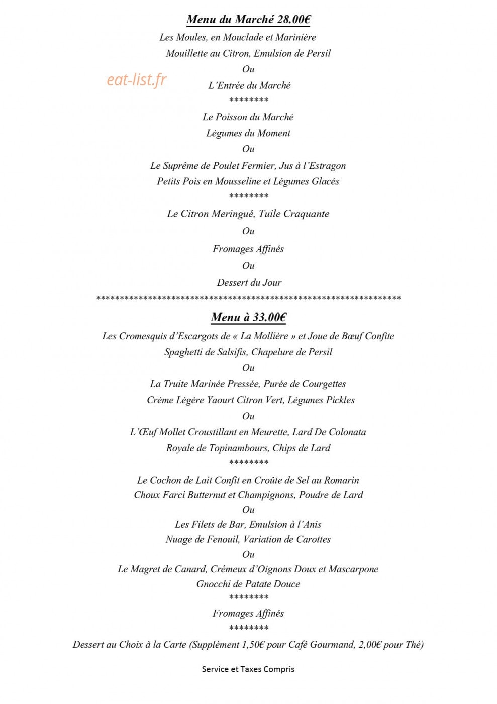 La Chaumière — carte page 3